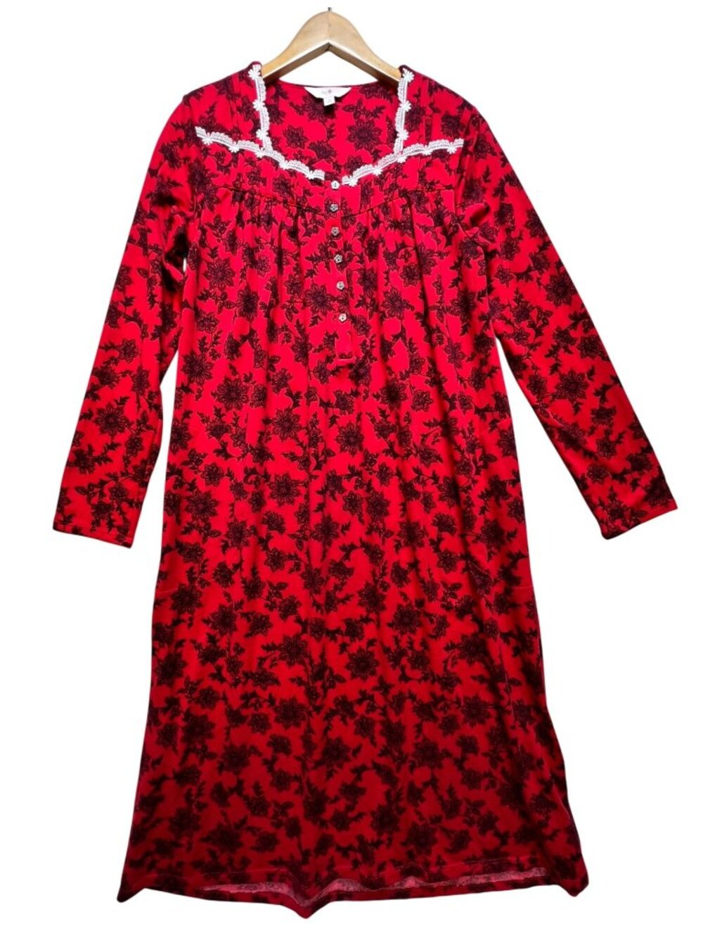Secret Treasures Womens Maxi Nightgown Dress Medium Red Floral Sleepwear Lounge